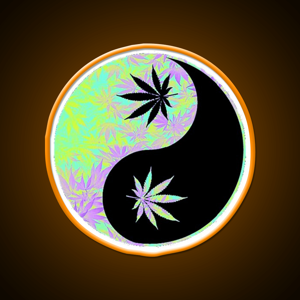Ying Yang Hemp Inspired Green Leaf Led Neon Sign Rgb Color - Shineneon