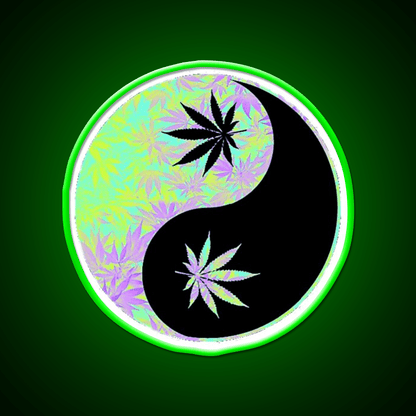 Ying Yang Hemp Inspired Green Leaf Led Neon Sign Rgb Color - Shineneon