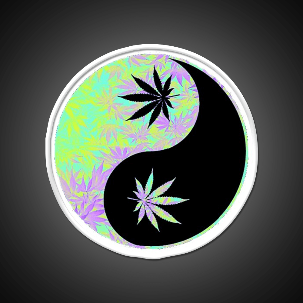 Ying Yang Hemp Inspired Green Leaf Led Neon Sign Rgb Color - Shineneon