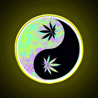 Ying Yang Hemp Inspired Green Leaf Led Neon Sign Rgb Color - Custom LED neon sign front view