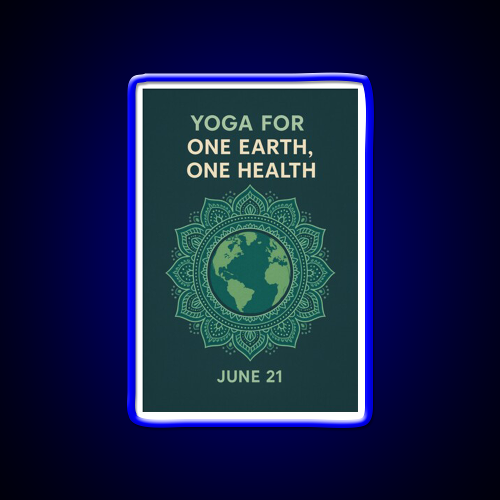 Yoga For One Earth One Health Earth Mandala Yoga Led Neon Sign Rgb Color