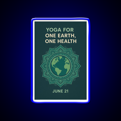 Yoga For One Earth One Health Earth Mandala Yoga Led Neon Sign Rgb Color