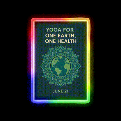 Yoga For One Earth One Health Earth Mandala Yoga Led Neon Sign Rgb Color