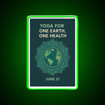 Yoga For One Earth One Health Earth Mandala Yoga Led Neon Sign Rgb Color
