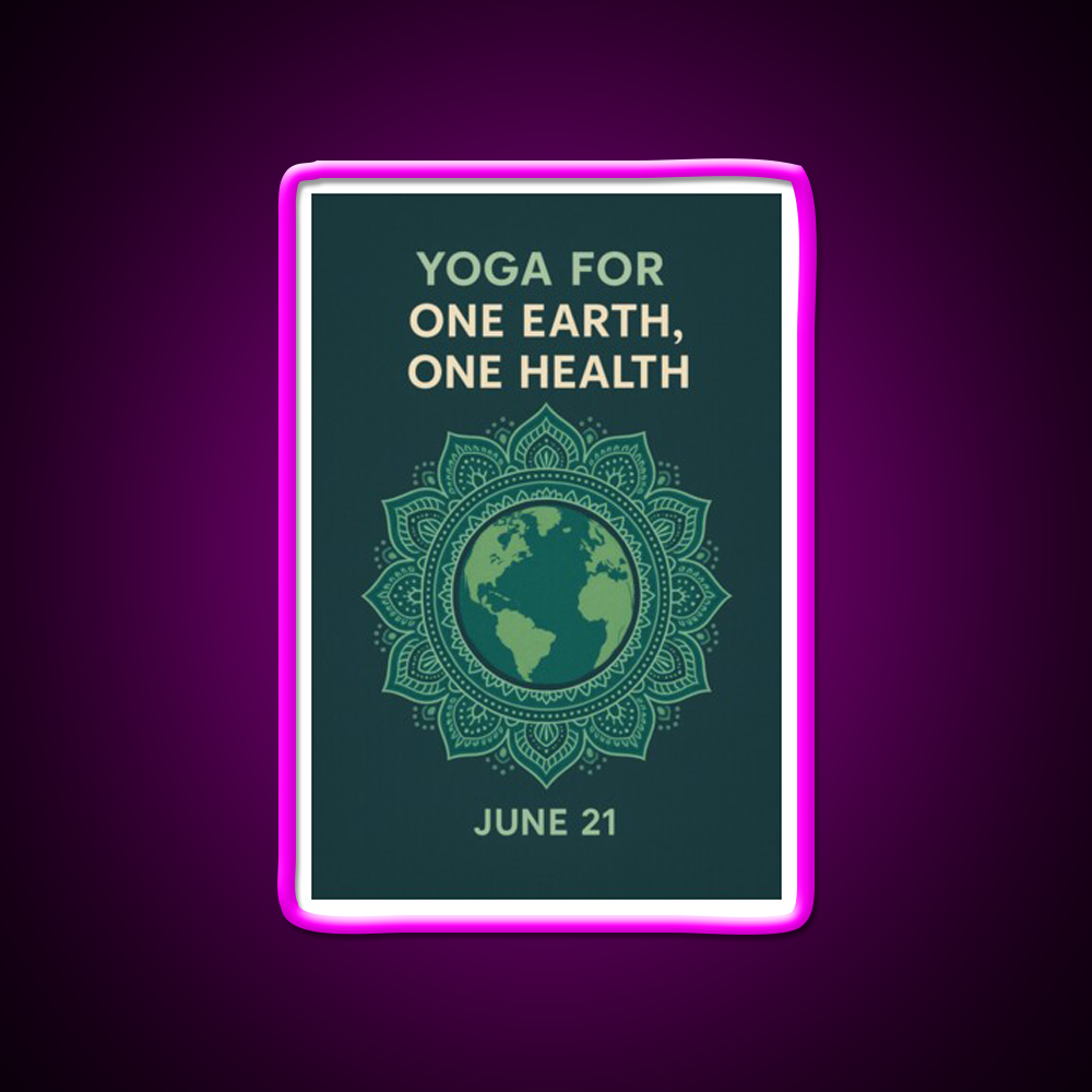 Yoga For One Earth One Health Earth Mandala Yoga Led Neon Sign Rgb Color