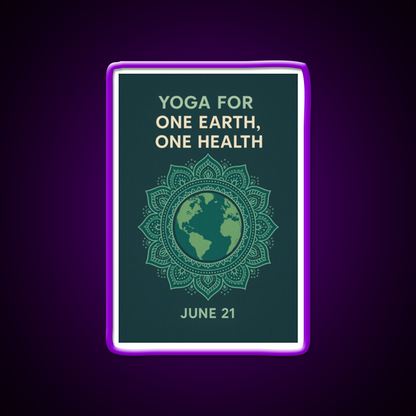 Yoga For One Earth One Health Earth Mandala Yoga Led Neon Sign Rgb Color