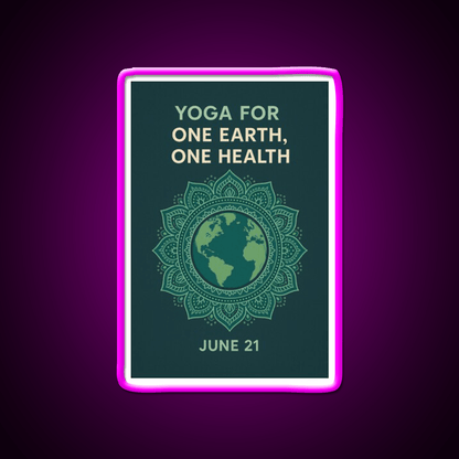 Yoga For One Earth One Health Earth Mandala Yoga Led Neon Sign Rgb Color - Shineneon