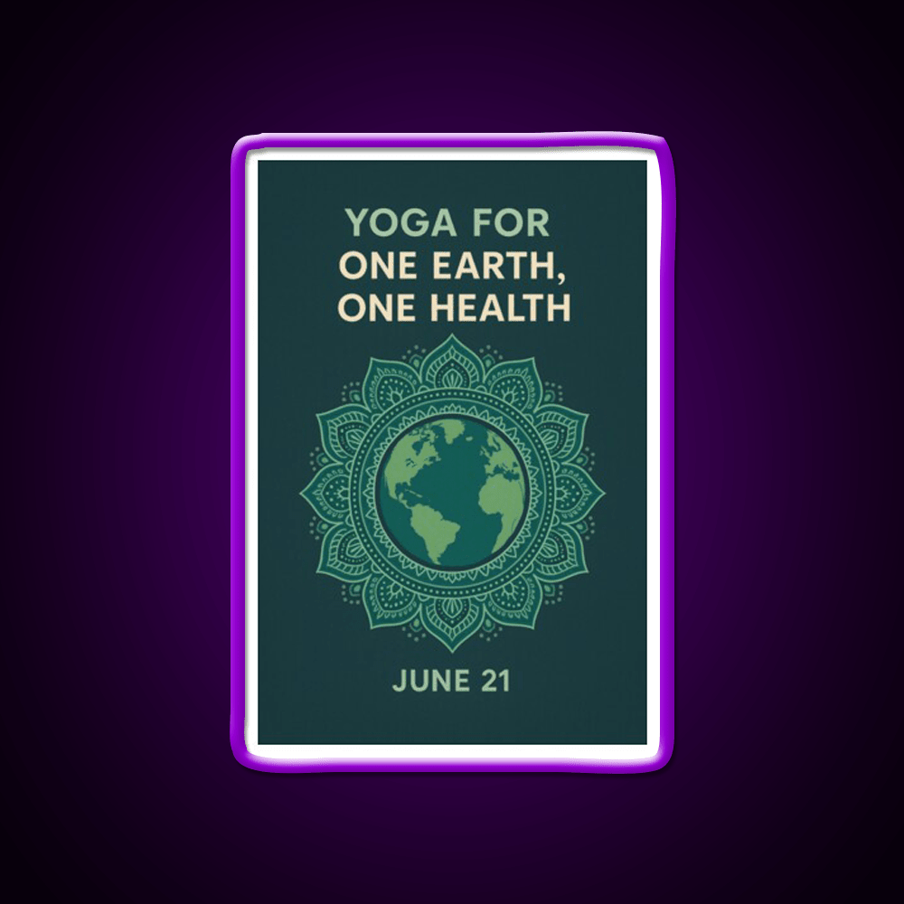 Yoga For One Earth One Health Earth Mandala Yoga Led Neon Sign Rgb Color - Shineneon