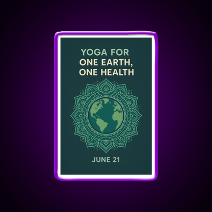 Yoga For One Earth One Health Earth Mandala Yoga Led Neon Sign Rgb Color - Shineneon