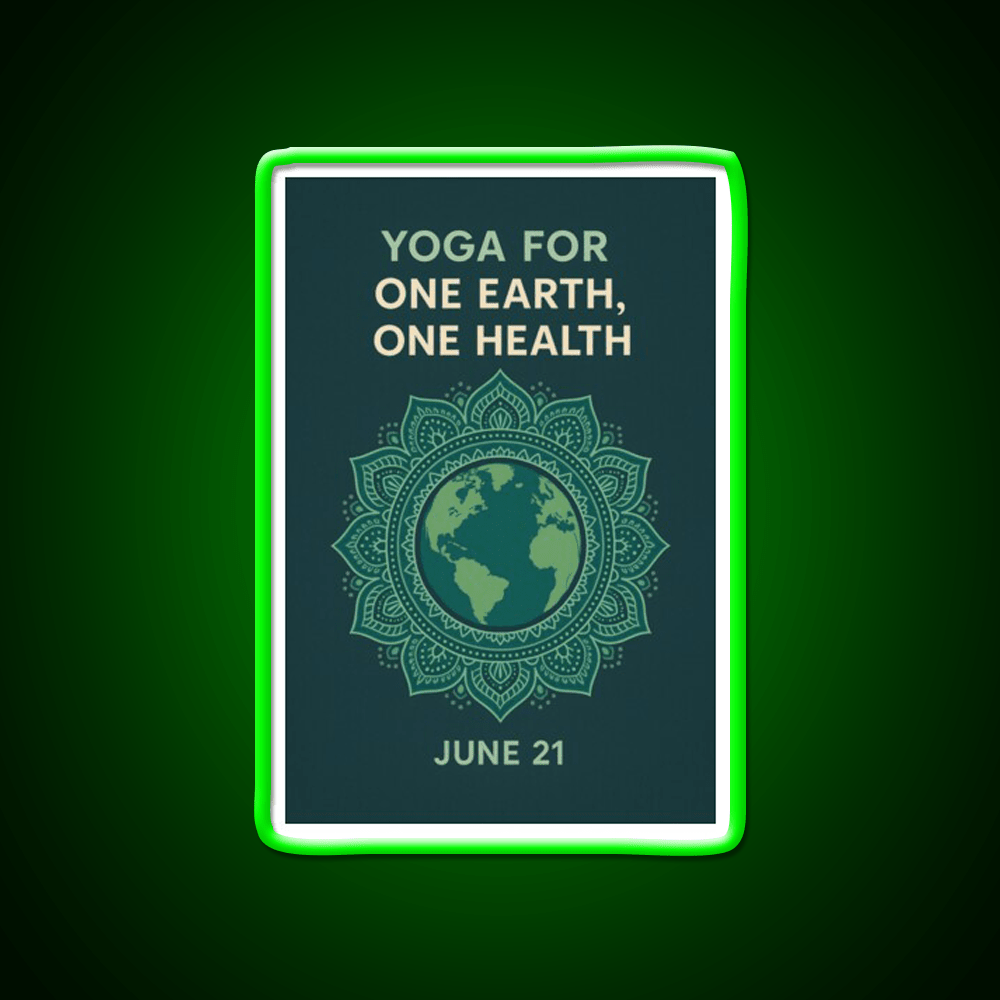 Yoga For One Earth One Health Earth Mandala Yoga Led Neon Sign Rgb Color - Shineneon