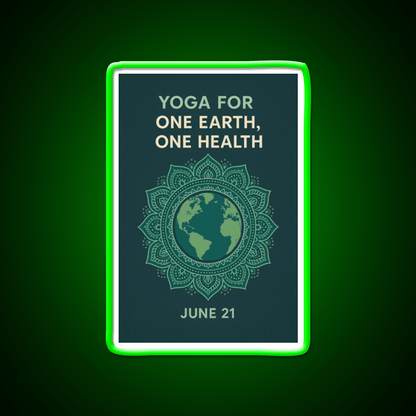 Yoga For One Earth One Health Earth Mandala Yoga Led Neon Sign Rgb Color - Shineneon
