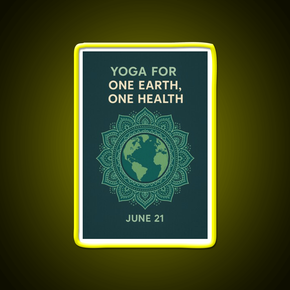 Yoga For One Earth One Health Earth Mandala Yoga Led Neon Sign Rgb Color - Shineneon