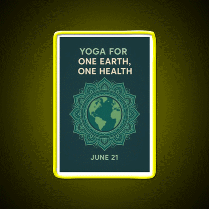 Yoga For One Earth One Health Earth Mandala Yoga Led Neon Sign Rgb Color