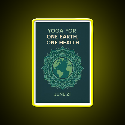 Yoga For One Earth One Health Earth Mandala Yoga Led Neon Sign Rgb Color