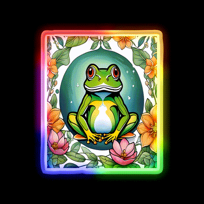 Yoga Frogs Watercolor Funny Frog Doing Yoga Led Neon Sign Rgb Color