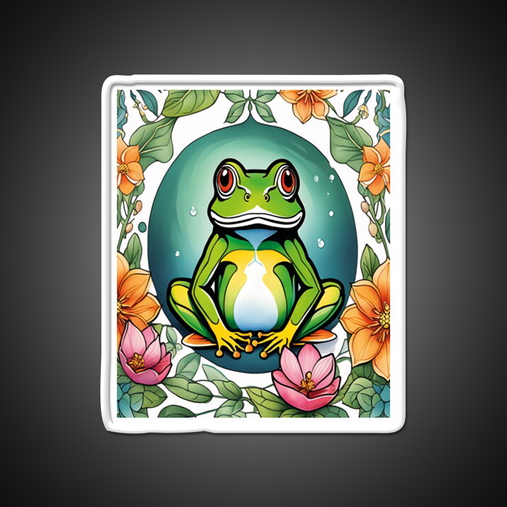 Yoga Frogs Watercolor Funny Frog Doing Yoga Led Neon Sign Rgb Color