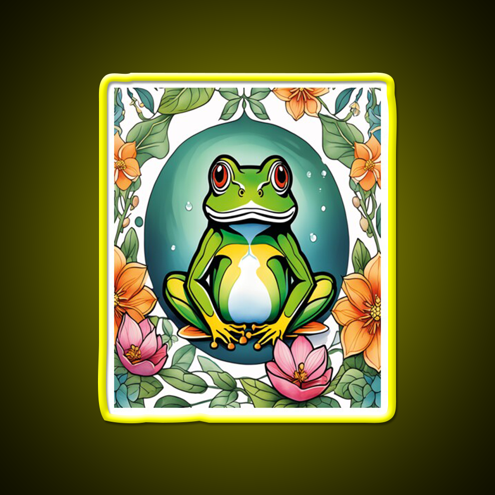 Yoga Frogs Watercolor Funny Frog Doing Yoga Led Neon Sign Rgb Color