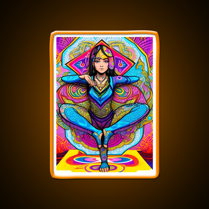 Yoga Girl Artwork In Trippy Psychedelic Colors Yoga Led Neon Sign Wall Sign Rgb Color