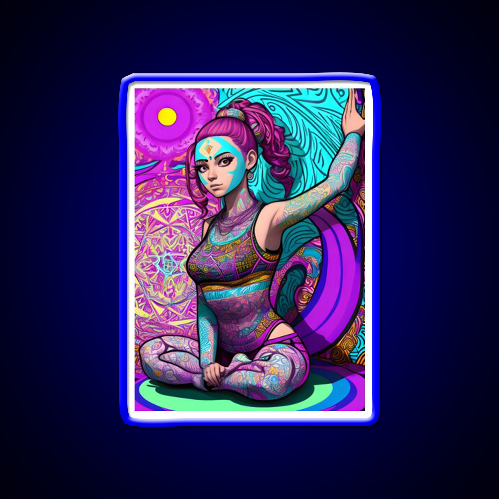 Yoga Girl Artwork In Trippy Psychedelic Yoga Led Neon Sign Yoga Studio Rgb Color