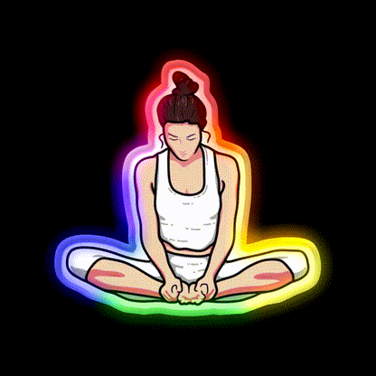 Yoga Girl Butterfly Pose Yoga Led Neon Sign For Wellness Space Rgb Color