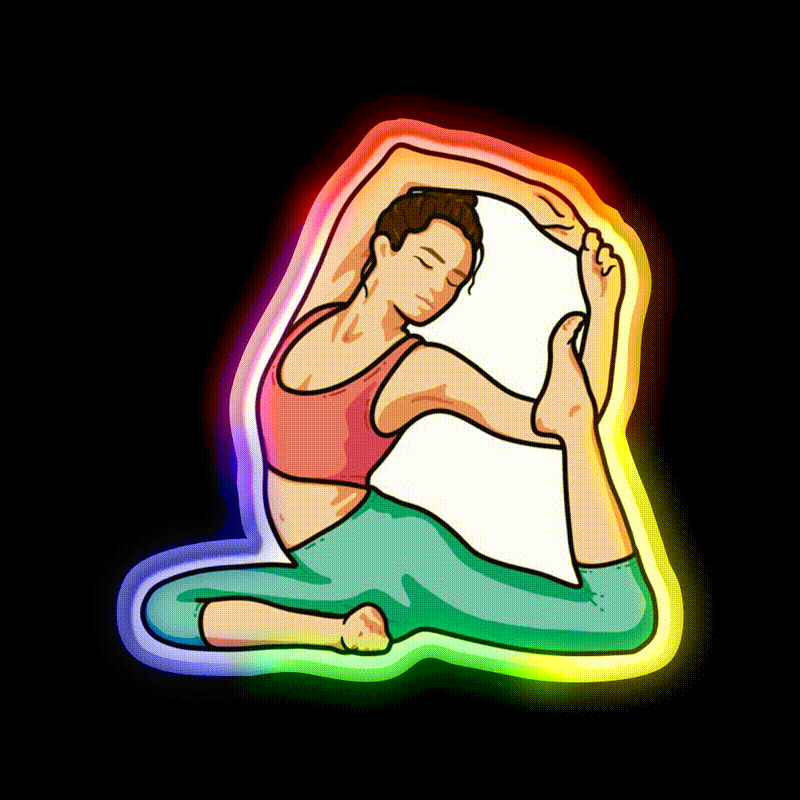 Yoga Girl Mermaid Pose Yoga Led Neon Sign For Wellness Space Rgb Color