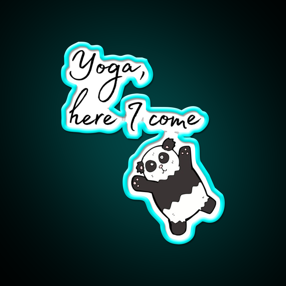 Yoga Here I Come Lazy Panda Yoga Led Neon Sign For Wellness Space Rgb Color
