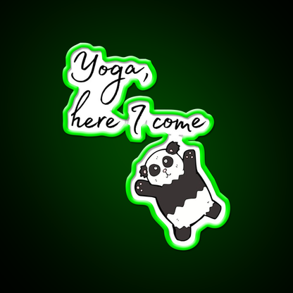 Yoga Here I Come Lazy Panda Yoga Led Neon Sign For Wellness Space Rgb Color