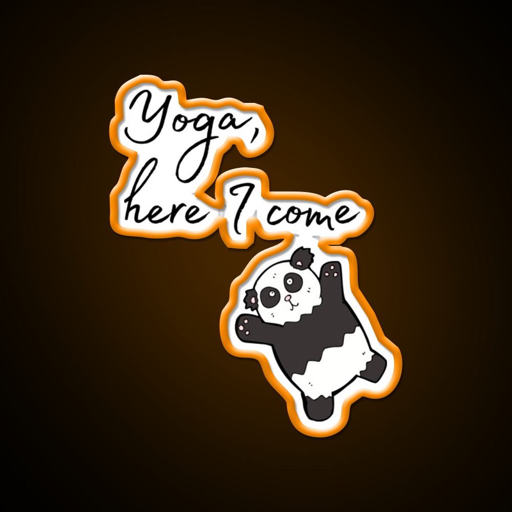 Yoga Here I Come Lazy Panda Yoga Led Neon Sign For Wellness Space Rgb Color