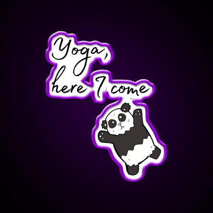 Yoga Here I Come Lazy Panda Yoga Led Neon Sign For Wellness Space Rgb Color - Shineneon
