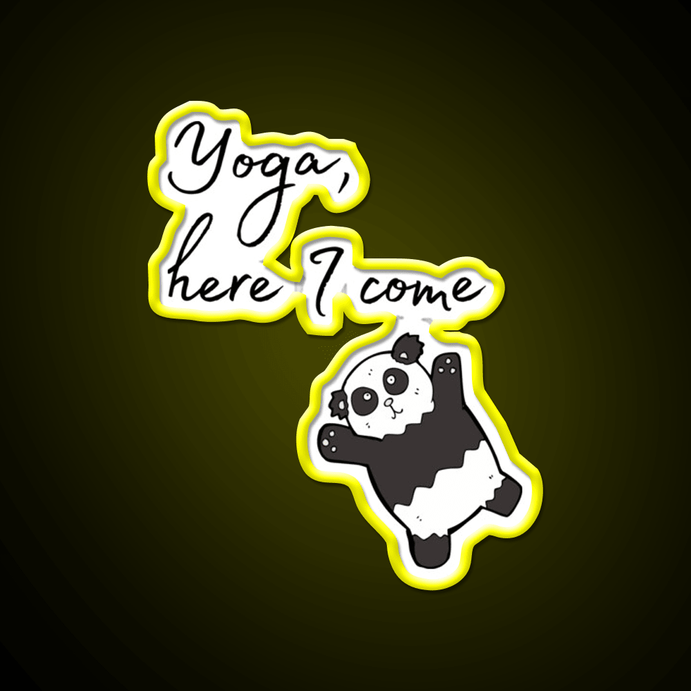 Yoga Here I Come Lazy Panda Yoga Led Neon Sign For Wellness Space Rgb Color - Shineneon