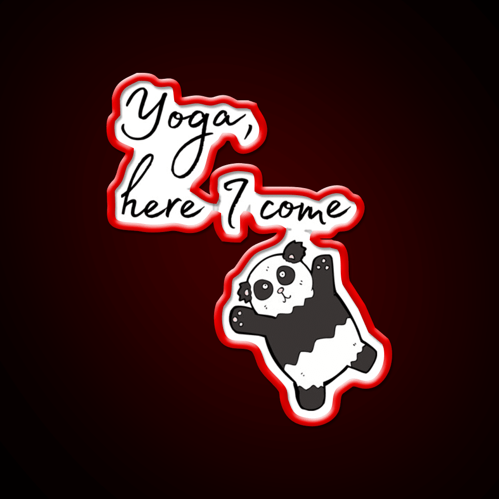 Yoga Here I Come Lazy Panda Yoga Led Neon Sign For Wellness Space Rgb Color - Shineneon