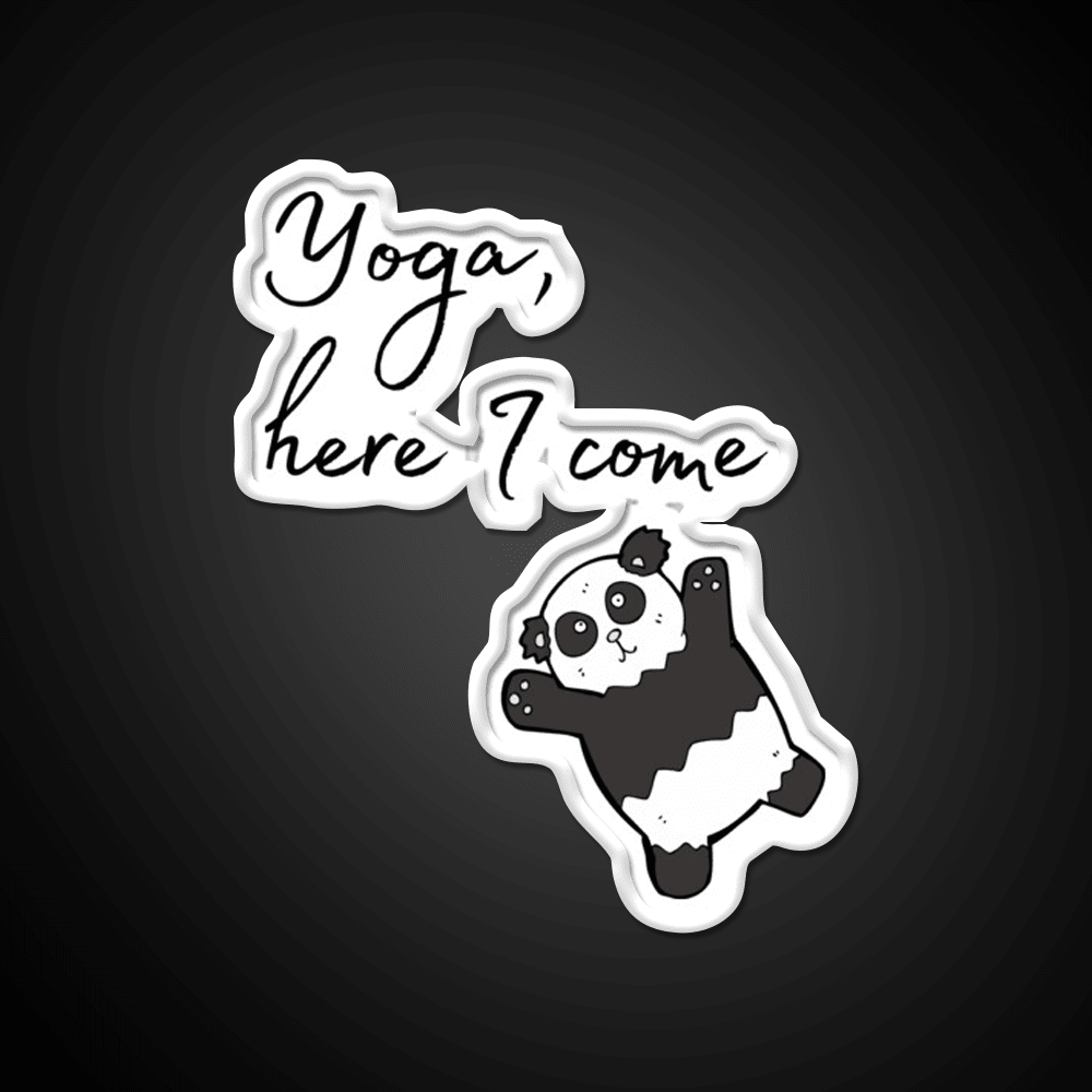 Yoga Here I Come Lazy Panda Yoga Led Neon Sign For Wellness Space Rgb Color - Shineneon