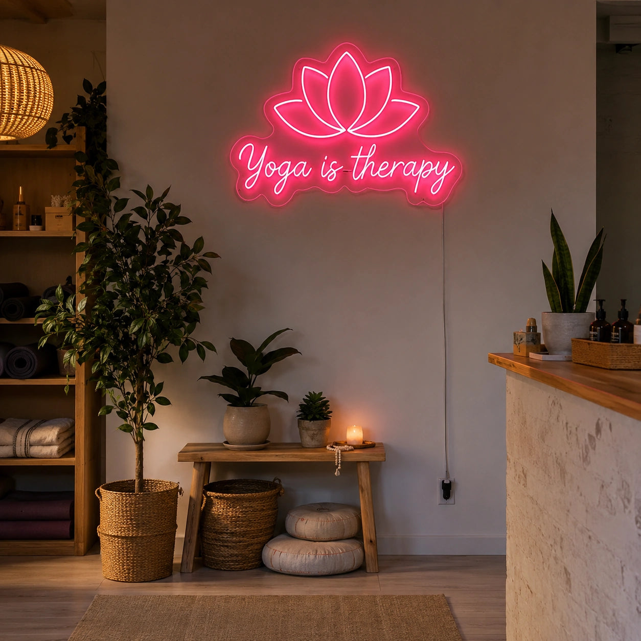 Yoga Is Therapy LED Neon Sign - 03 Real Lifestyle Scene