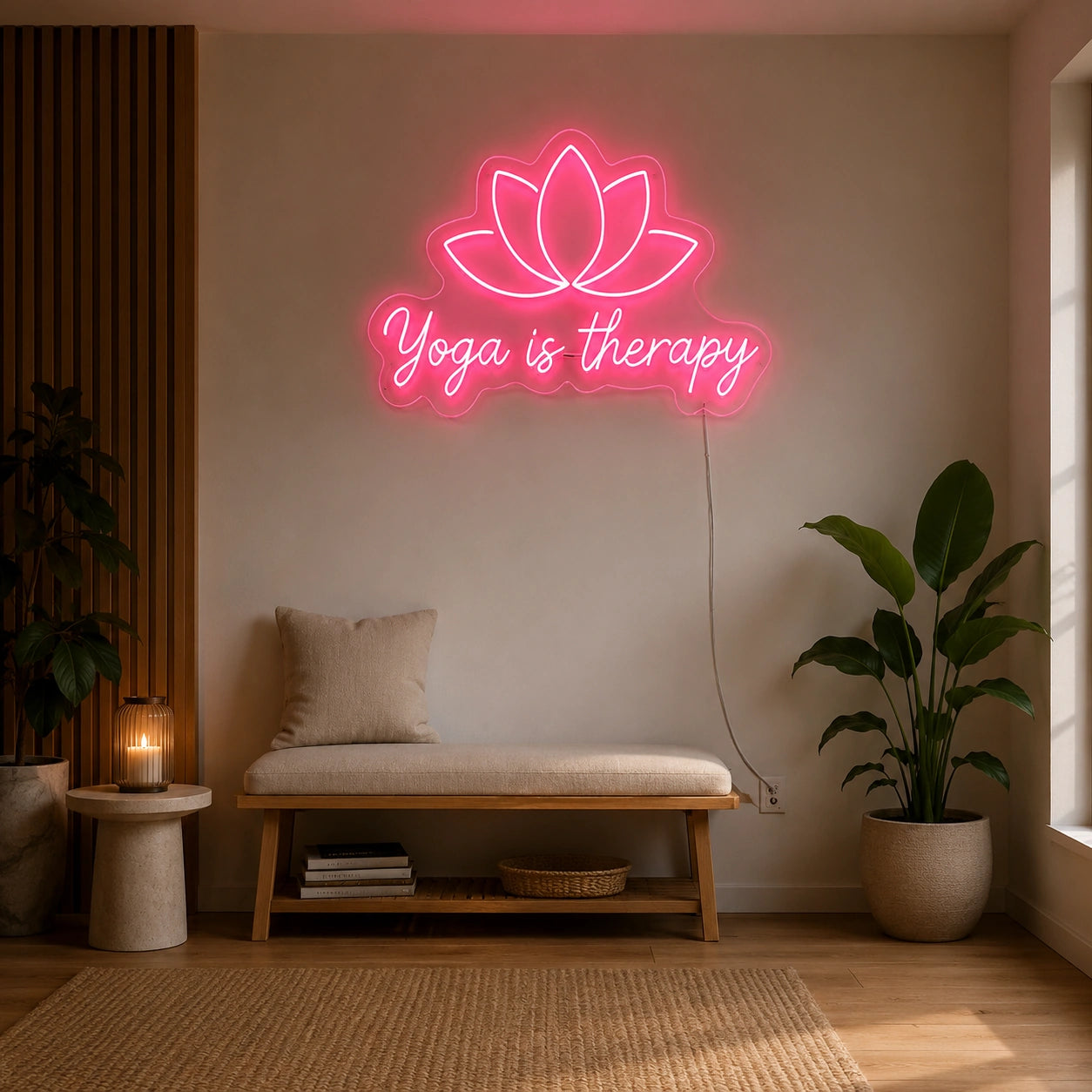 Yoga Is Therapy LED Neon Sign - 04 Size Image