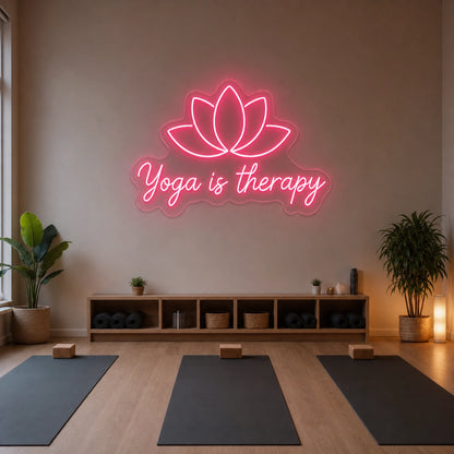 Yoga Is Therapy LED Neon Sign Garage Man Cave Neon Sign size image