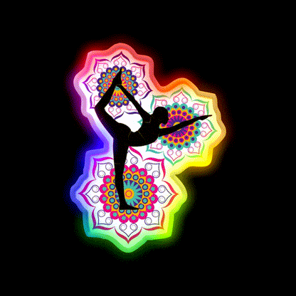 Yoga Mandala Design Yoga Pose Yoga Led Neon Sign Rgb Color