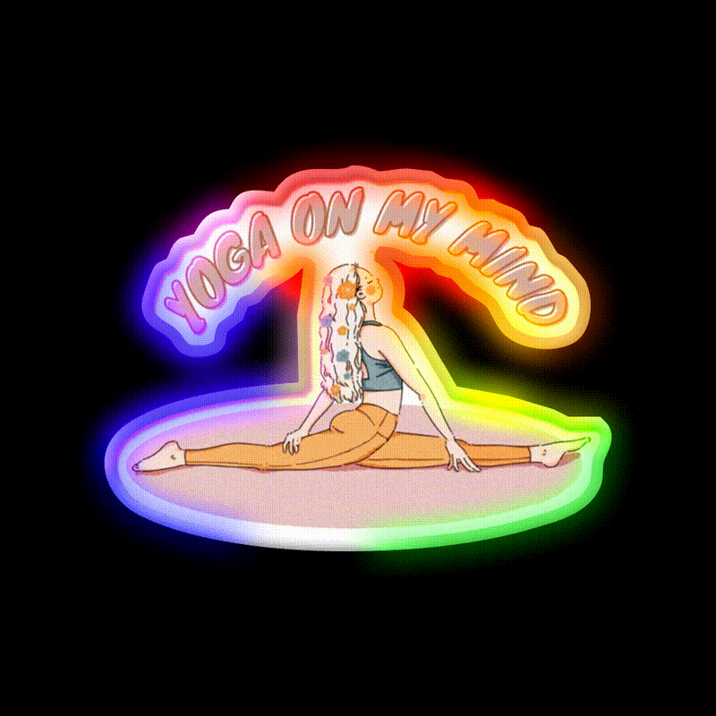 Yoga On My Mind Yoga Led Neon Sign For Wellness Space Wall Sign Rgb Color