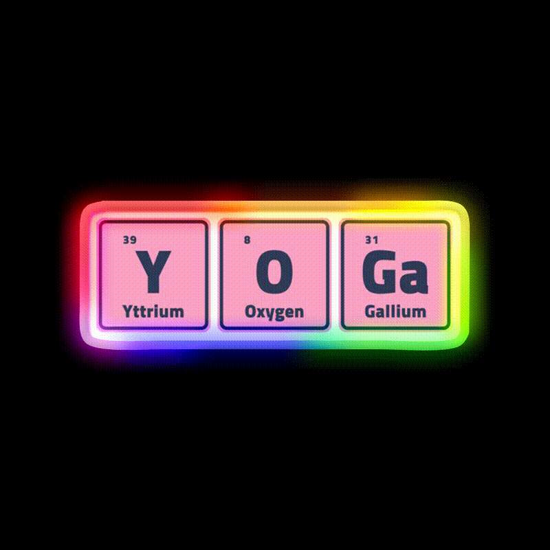 Yoga Periodic Table Elements Yoga Led Neon Sign For Wellness Space Rgb Color