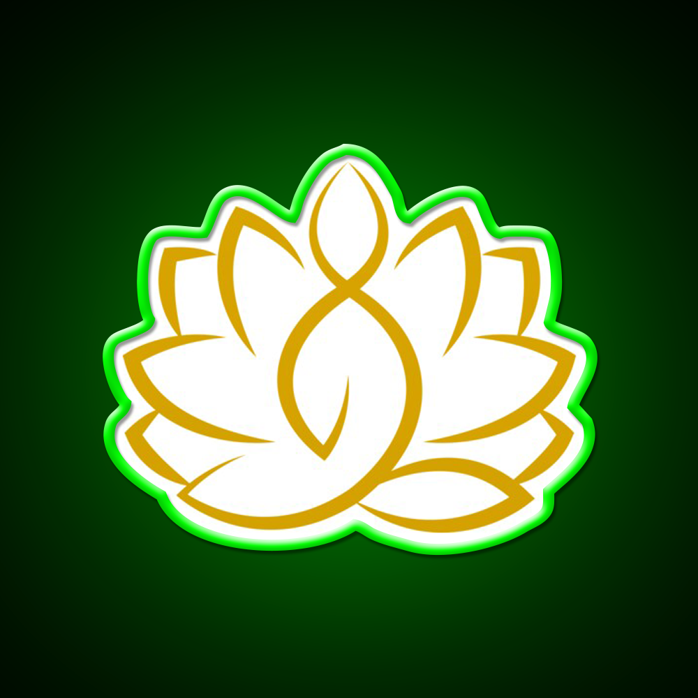 Yoga Pose With Lotus Flower Yoga Led Neon Sign For Wellness Space Rgb Color
