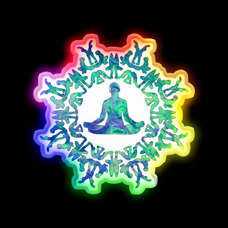 Yoga Sun Circle Yoga Led Neon Sign For Wellness Space Rgb Color