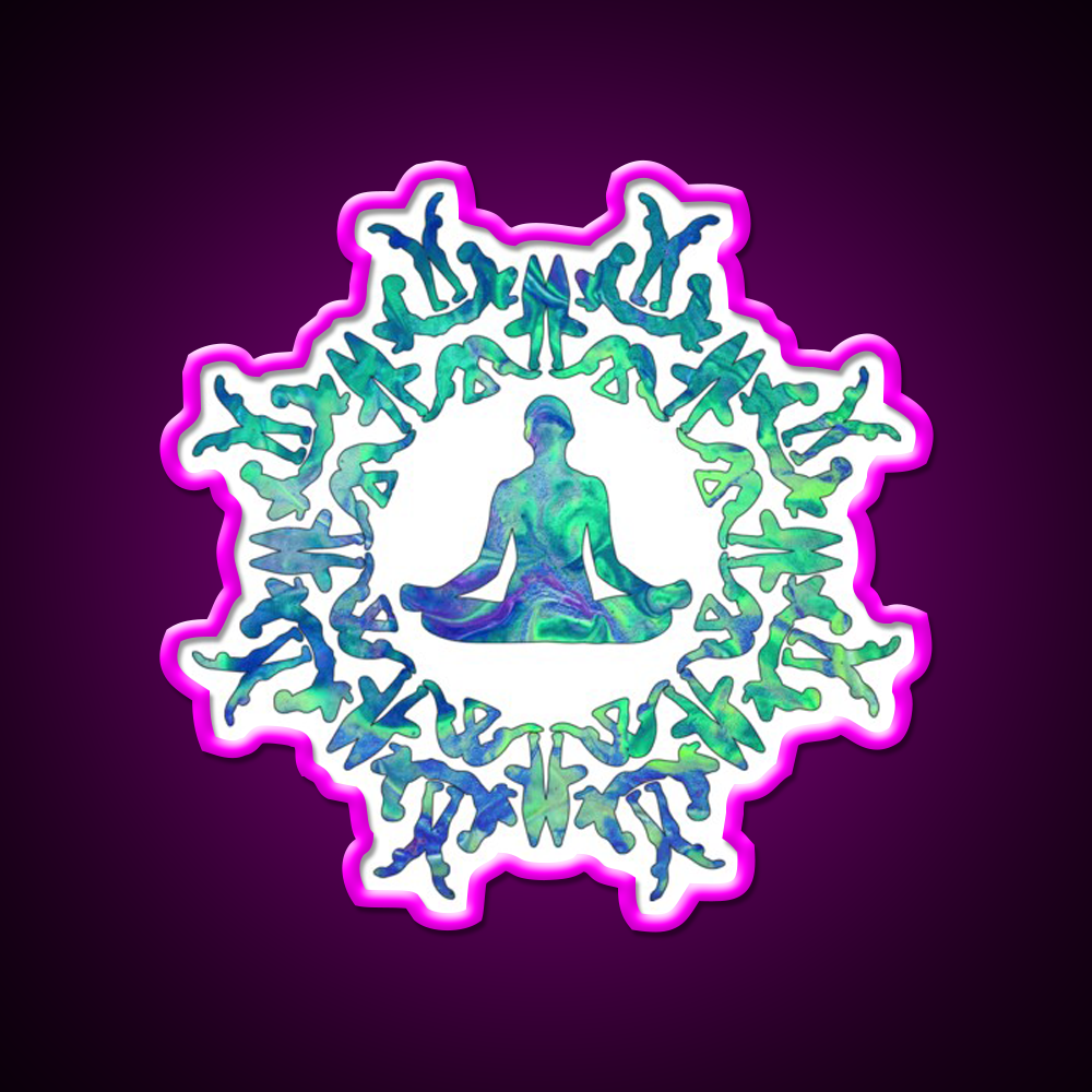 Yoga Sun Circle Yoga Led Neon Sign For Wellness Space Rgb Color