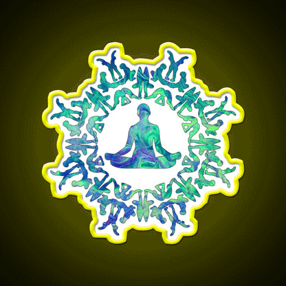 Yoga Sun Circle Yoga Led Neon Sign For Wellness Space Rgb Color