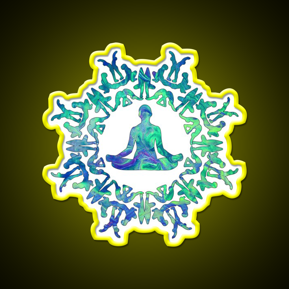 Yoga Sun Circle Yoga Led Neon Sign For Wellness Space Rgb Color