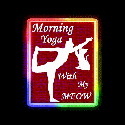 Yoga With My Meow Yoga Led Neon Sign For Wellness Space Rgb Color