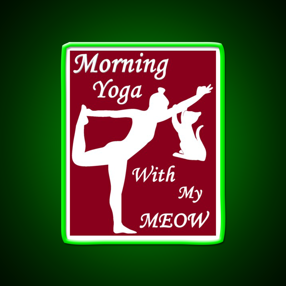 Yoga With My Meow Yoga Led Neon Sign For Wellness Space Rgb Color