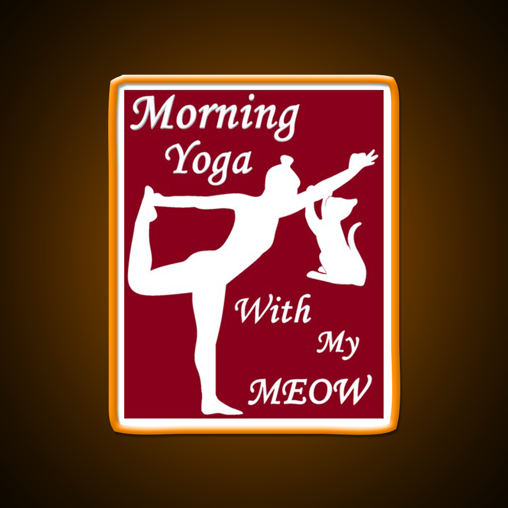 Yoga With My Meow Yoga Led Neon Sign For Wellness Space Rgb Color