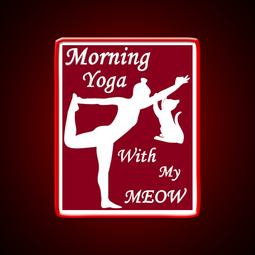 Yoga With My Meow Yoga Led Neon Sign For Wellness Space Rgb Color