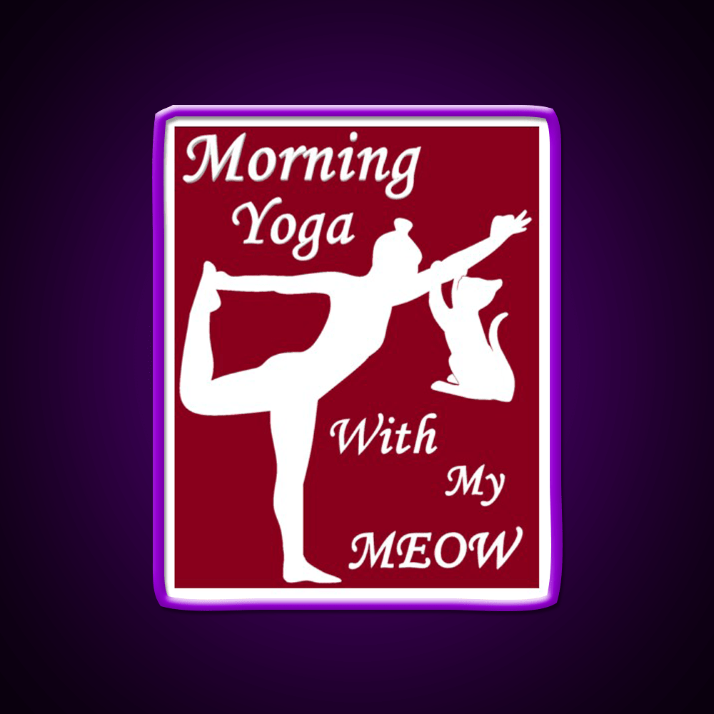 Yoga With My Meow Yoga Led Neon Sign For Wellness Space Rgb Color - Shineneon