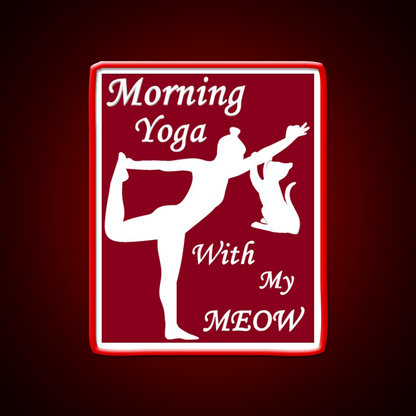 Yoga With My Meow Yoga Led Neon Sign For Wellness Space Rgb Color - Shineneon