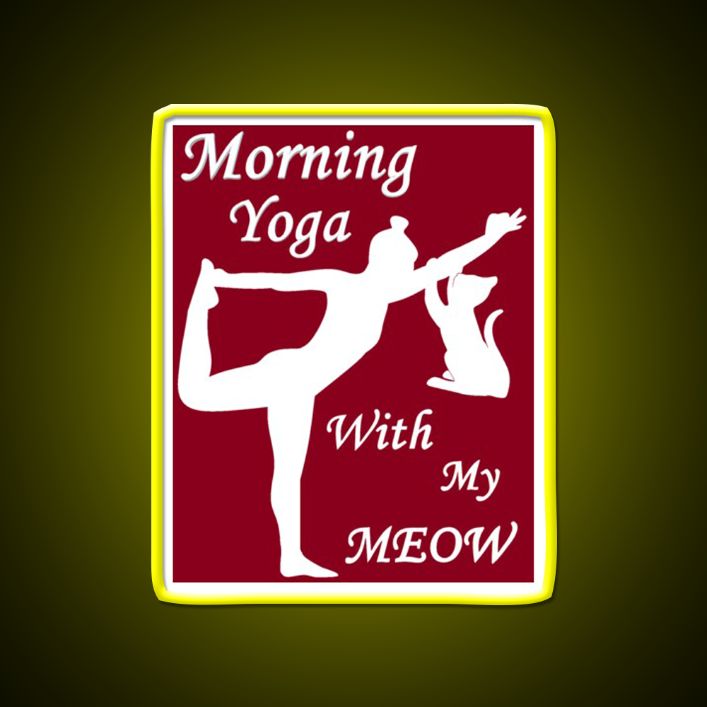 Yoga With My Meow Yoga Led Neon Sign For Wellness Space Rgb Color
